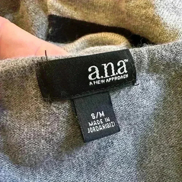 ANA Women’s Sz S/M Open Front Grey Black Strip Cardigan. 30” Long. Long Sleeve - Picture 5 of 7